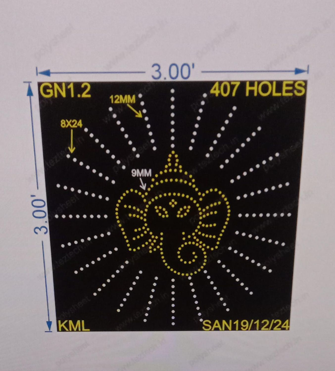 GN1.2 GANESHJI 1 PART 3X3 FEET 407 HOLES