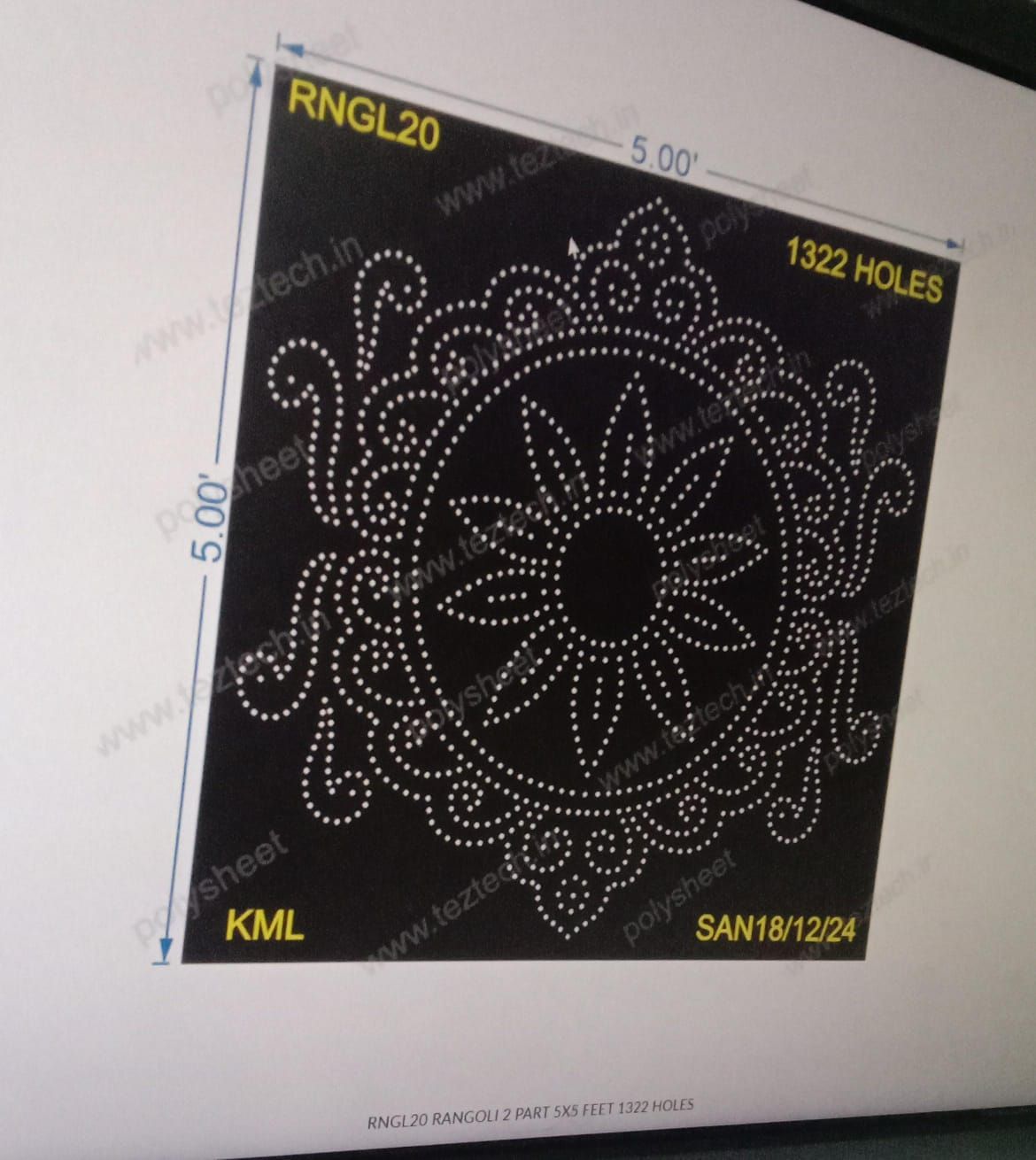 RNGL20 RANGOLI 2 PART 5X5 FEET 1322 HOLES