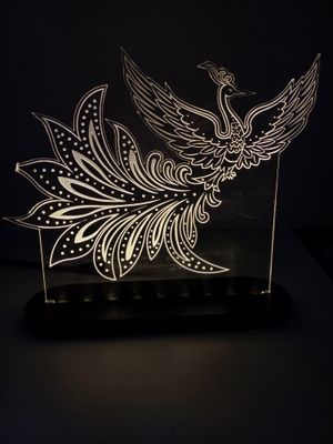 Acrylic Lamp phoenix 6.8X7.8 INCH