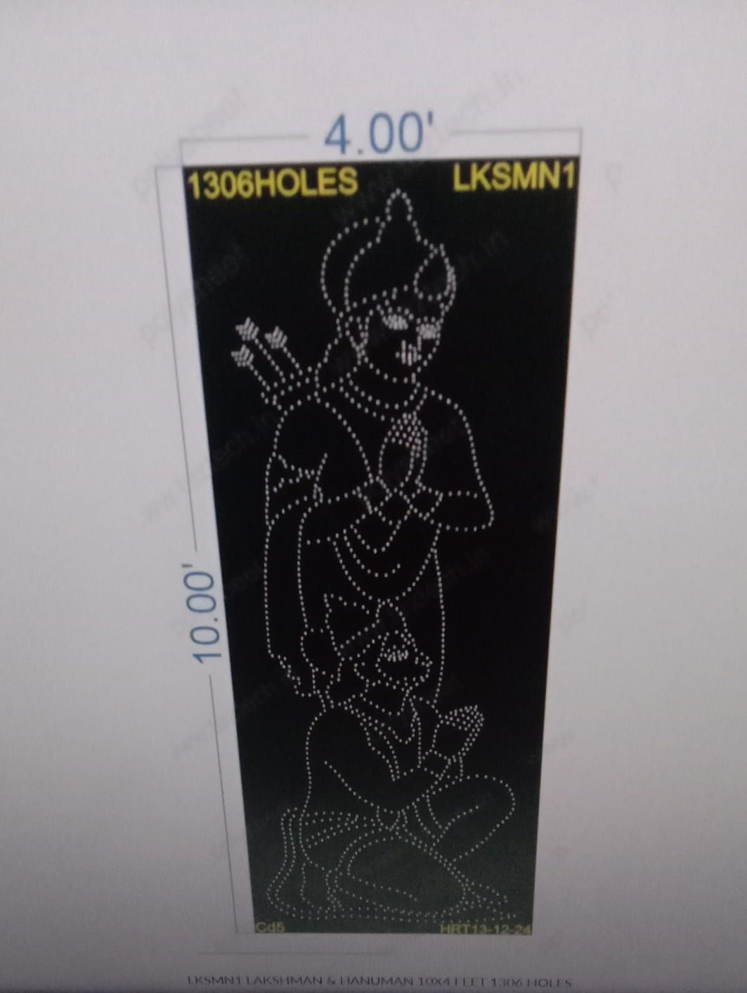 LKSMN1  LAKSHMAN &amp; HANUMAN   10X4  FEET 1306 HOLES