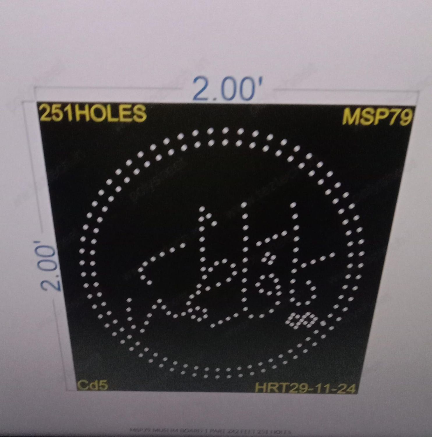MSP79 MUSLIM BOARD 1 PART 2X2 FEET 251 HOLES