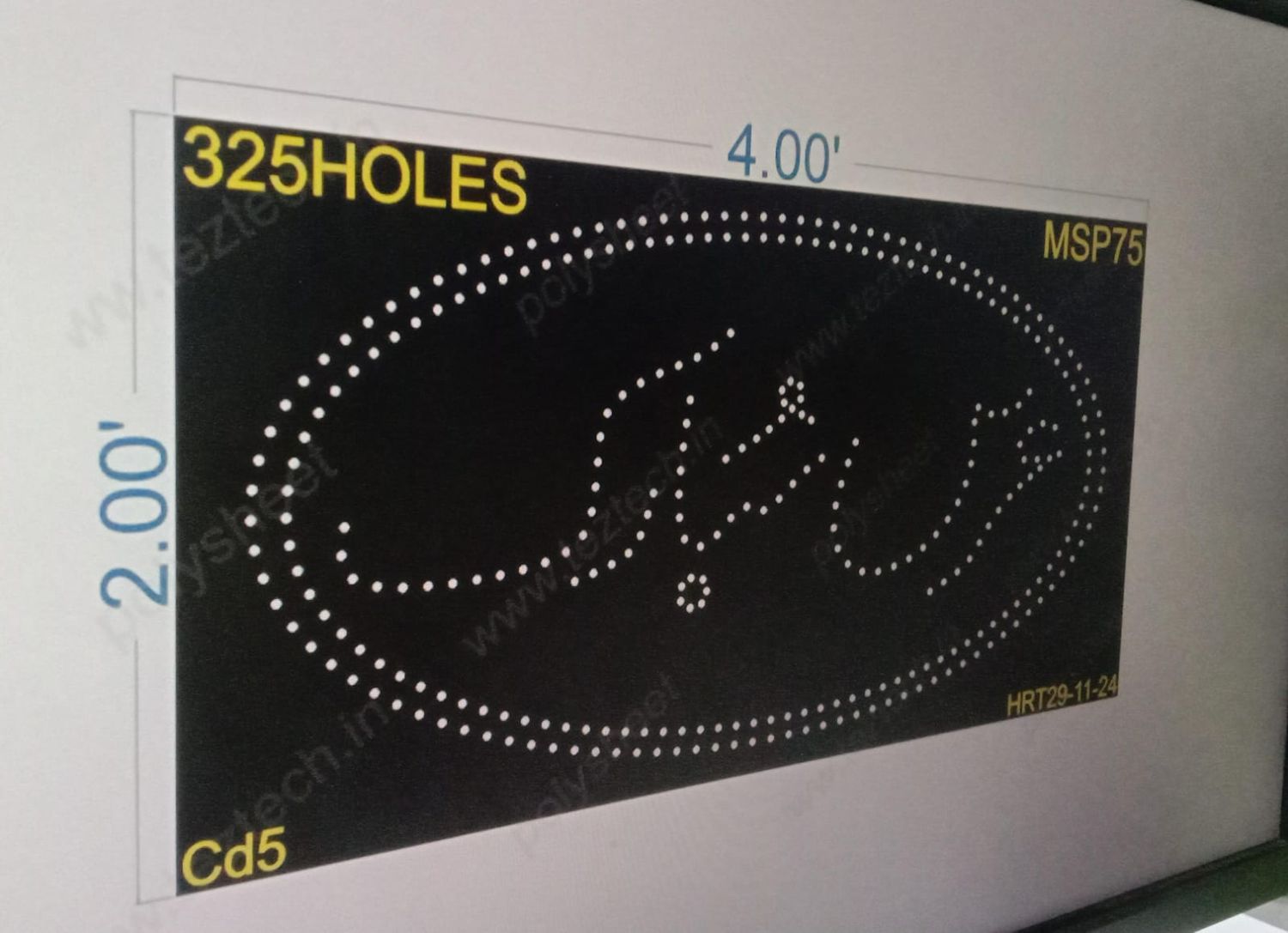 MSP75  MUSLIM BOARD 1 PART 2X4 FEET 325 HOLES