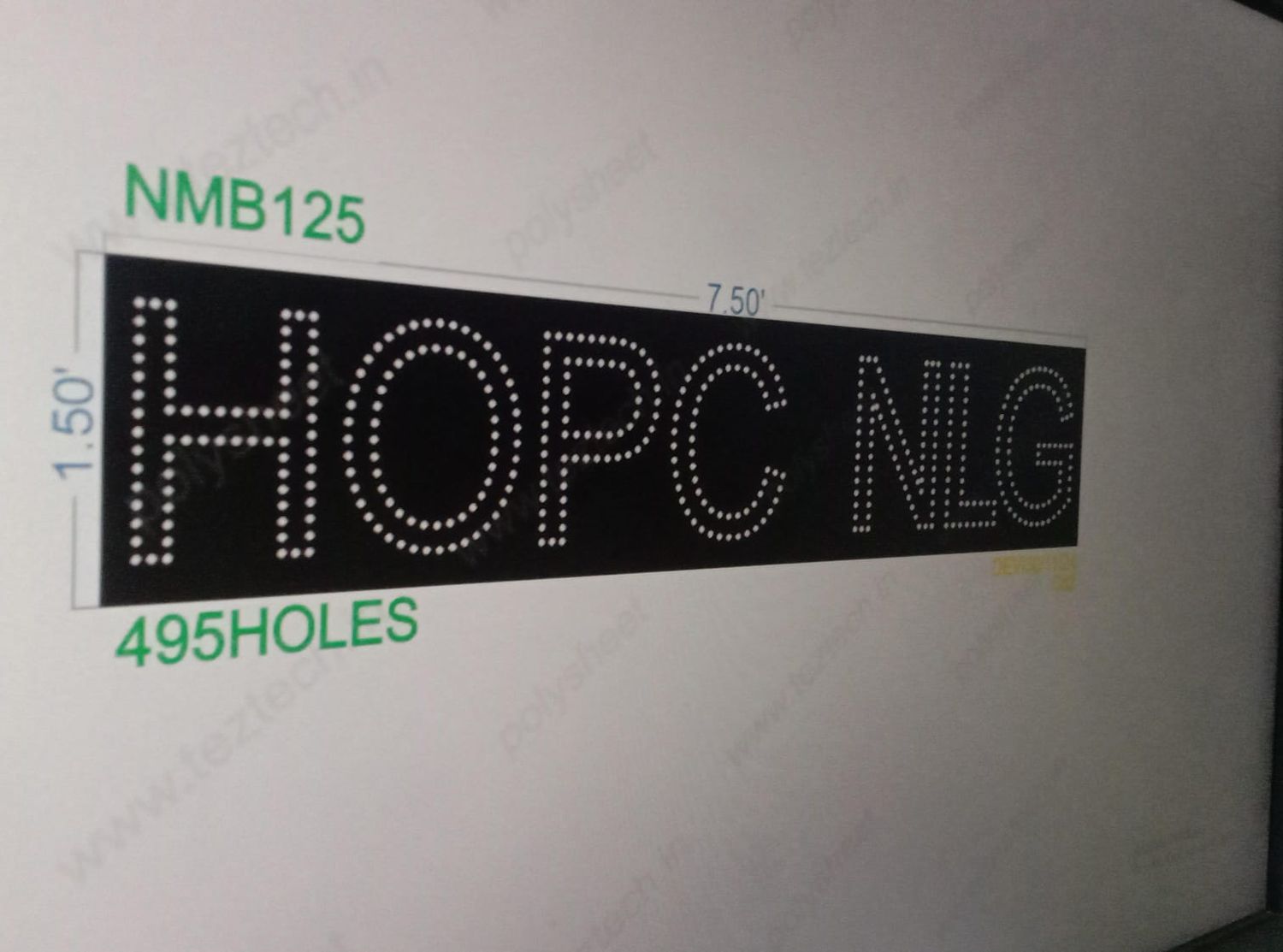 NMB125 HOPCNIG NAME BORD 1 PART 1.5X7.5 FEET 495 HOLES
