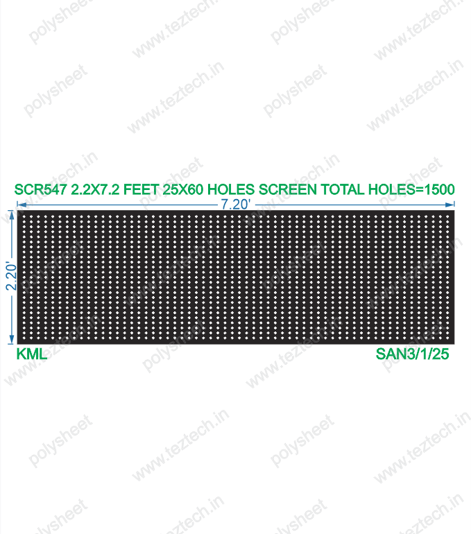 SCR547 2.2X7.2 FEET 25X60 HOLES SCREEN TOTAL HOLES=1500
