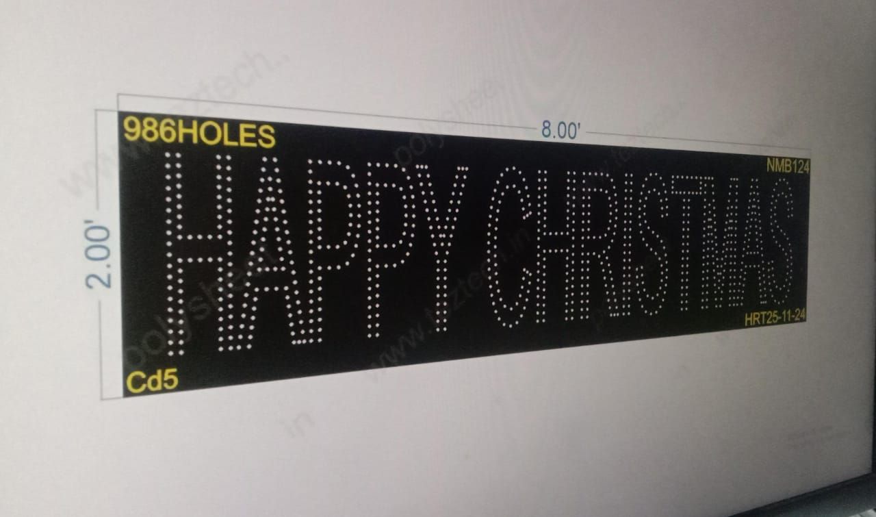 NMB124 HAPPY CHRISTMAS  2X8 FEET 986 HOLES
