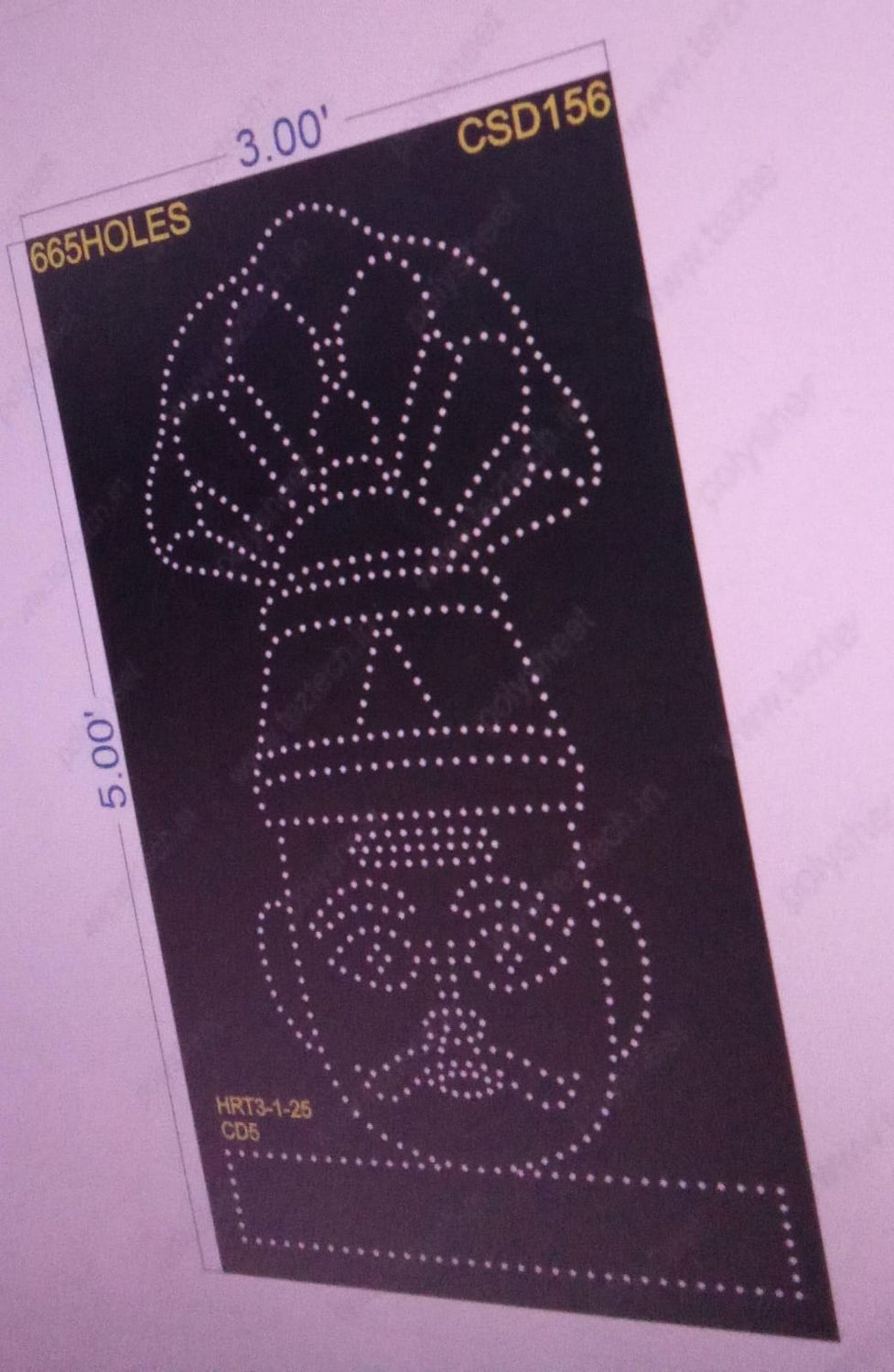 CSD156 CUSTOM DESIGN 1 PART 3X5 FEET 665 HOLES
