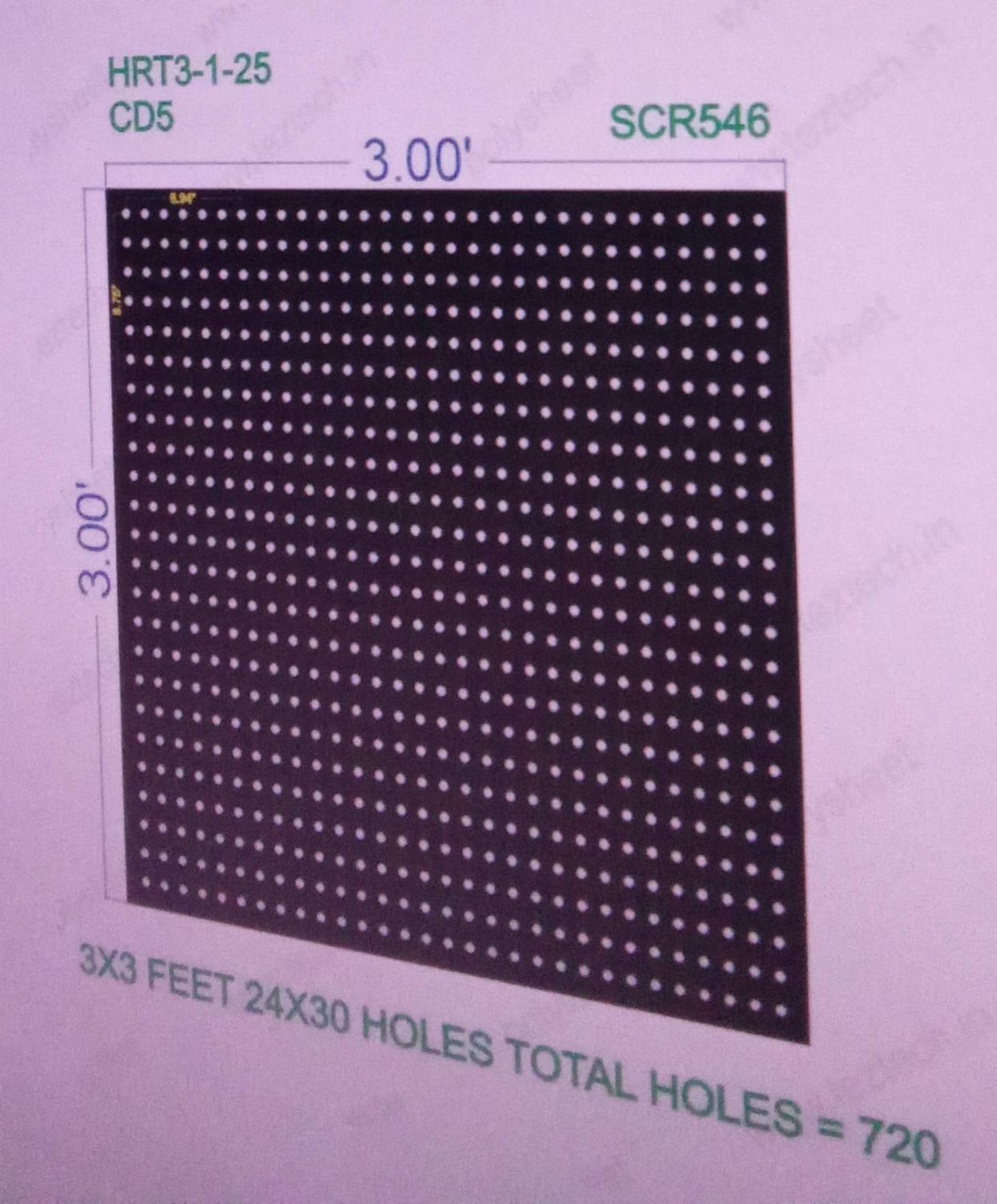 SCR546  3X3  FEET 24X30 HOLES SCREEN TOTAL HOLES=720