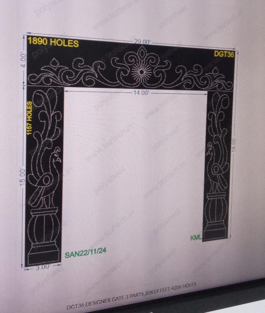 DGT36 DESIGNER GATE 3 PARTS 20X19 FEET 4206 HOLES