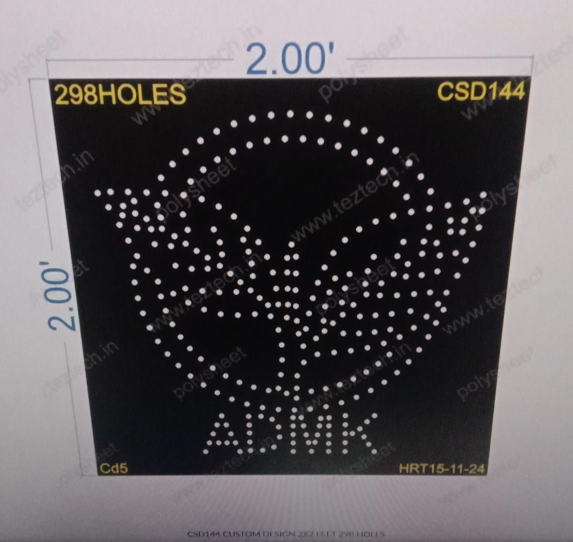 CSD144  CUSTOM DESIGN 2X2 FEET 298 HOLES