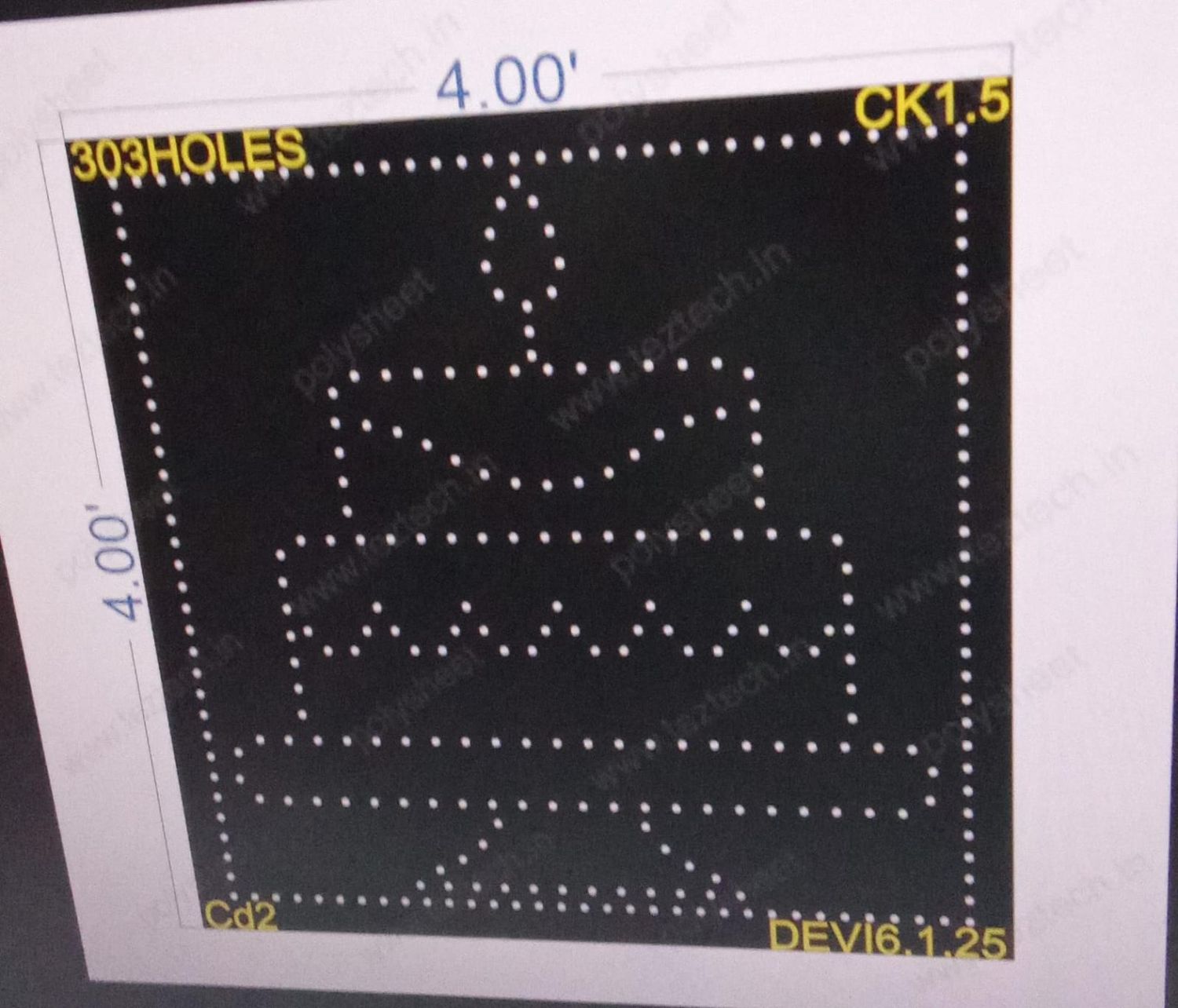 CK1.5 CAKE WITH BORDER 1 PART 4X4 FEET 303 HOLES