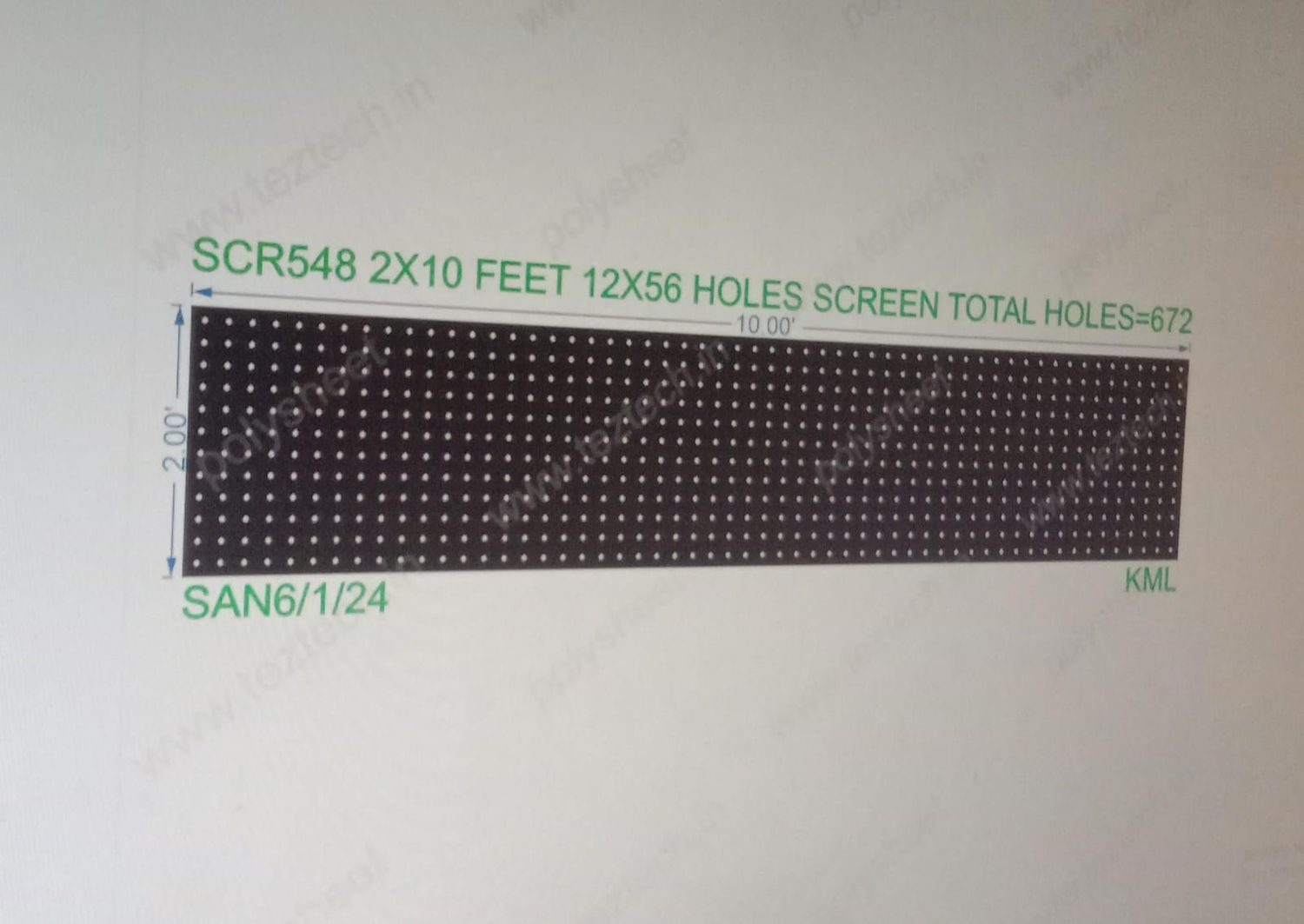 SCR548 2X10 FEET 12X56 HOLES SCREEN TOTAL HOLES=672