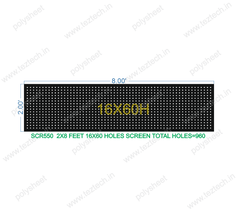 SCR550	2X8 FEET 16X60 HOLES SCREEN TOTAL HOLES=960
