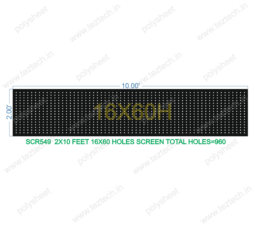 SCR549	2X10 FEET 16X60 HOLES SCREEN TOTAL HOLES=960