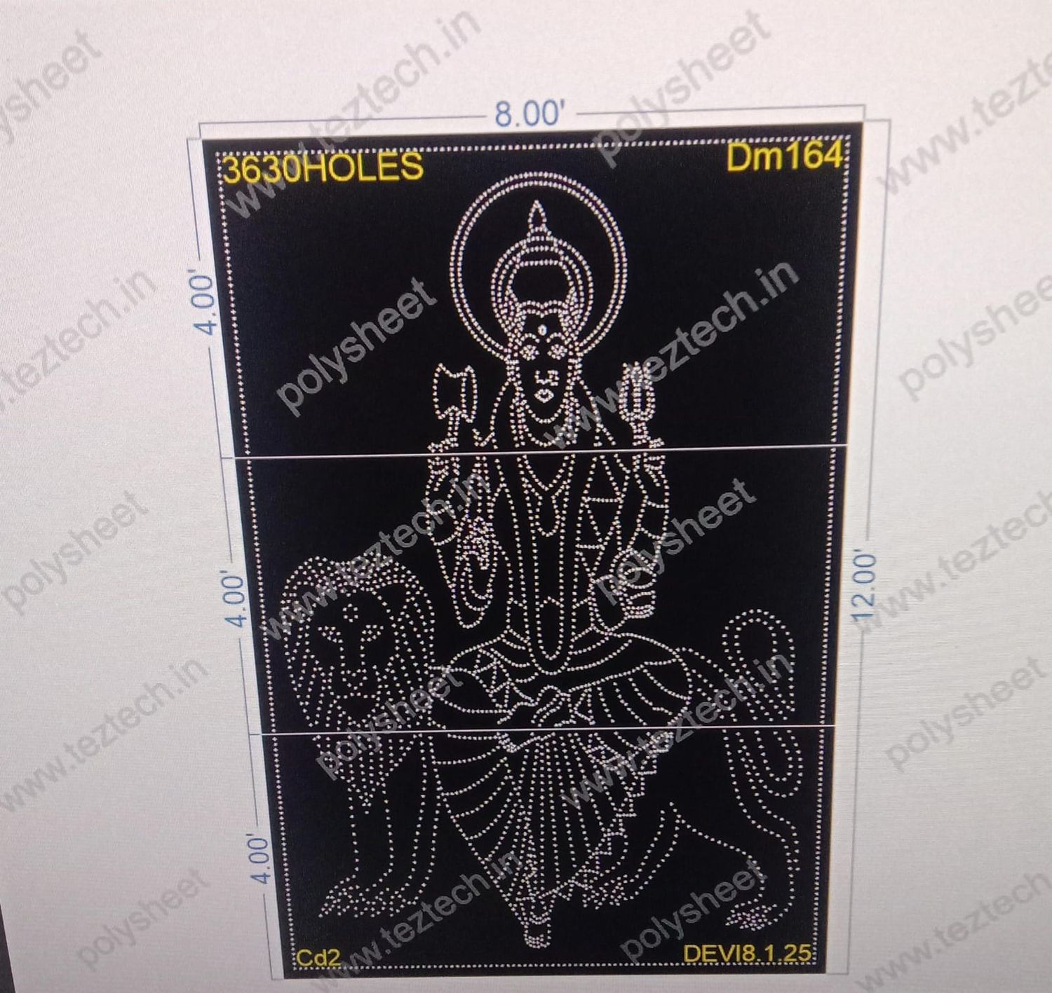 DM164 DEVI MATA  12X8 FEET 3630 HOLES (3 PARTS)