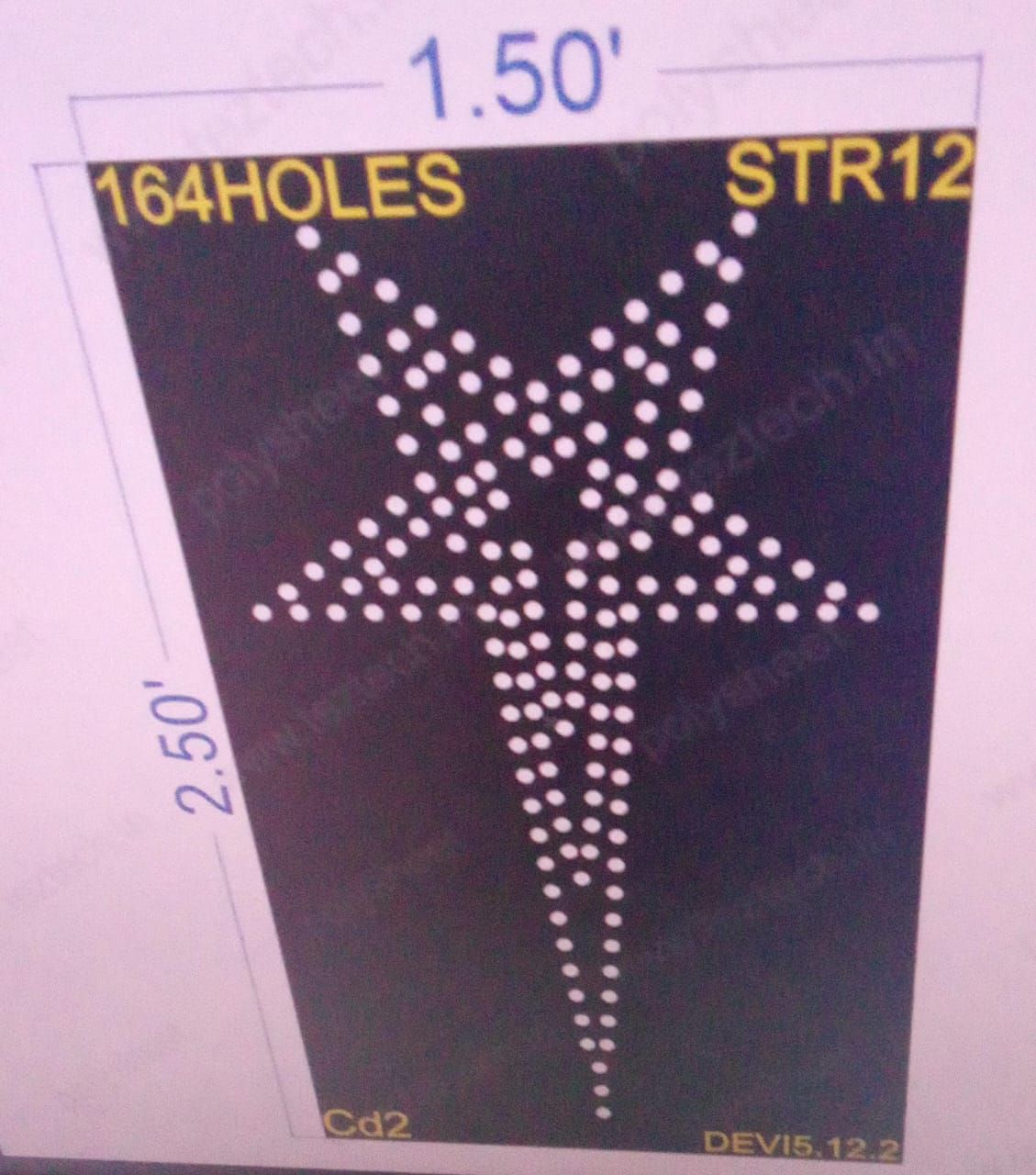 STR12 STAR 1 PART 2.5X1.5 FEET 164 HOLES