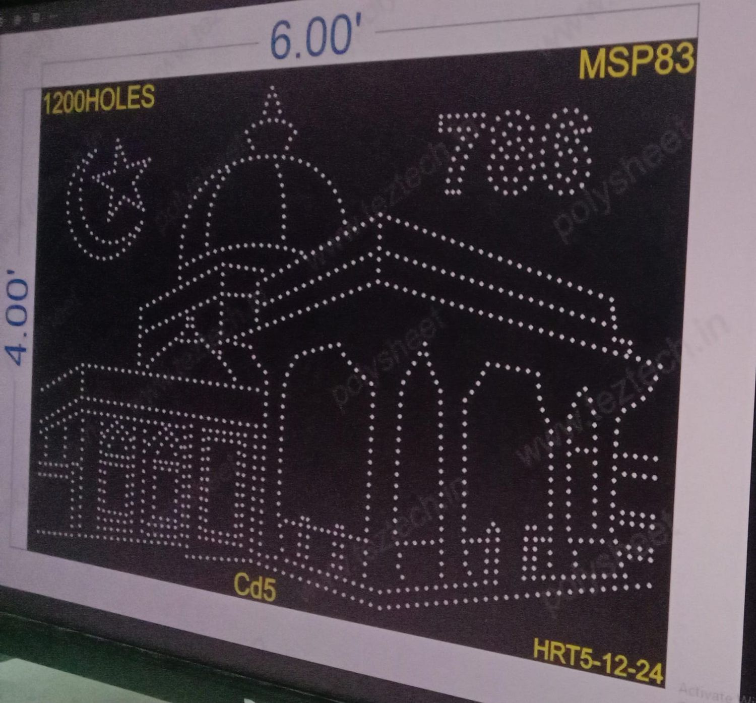 MSP83 MUSLIM BOARD 1 PART 4X6 FEET 1200 HOLES