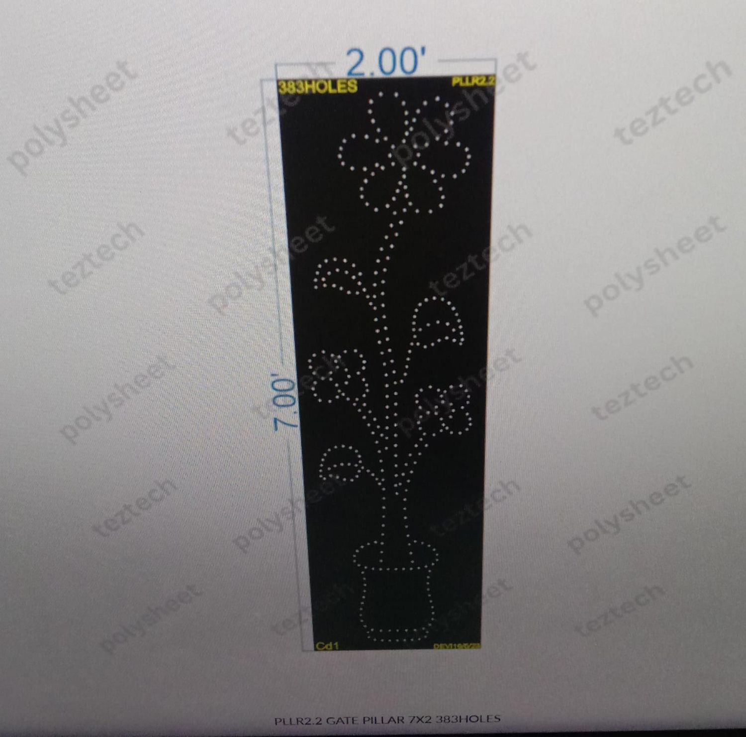 PLLR2.2 GATE PILLAR  7X2 383HOLES