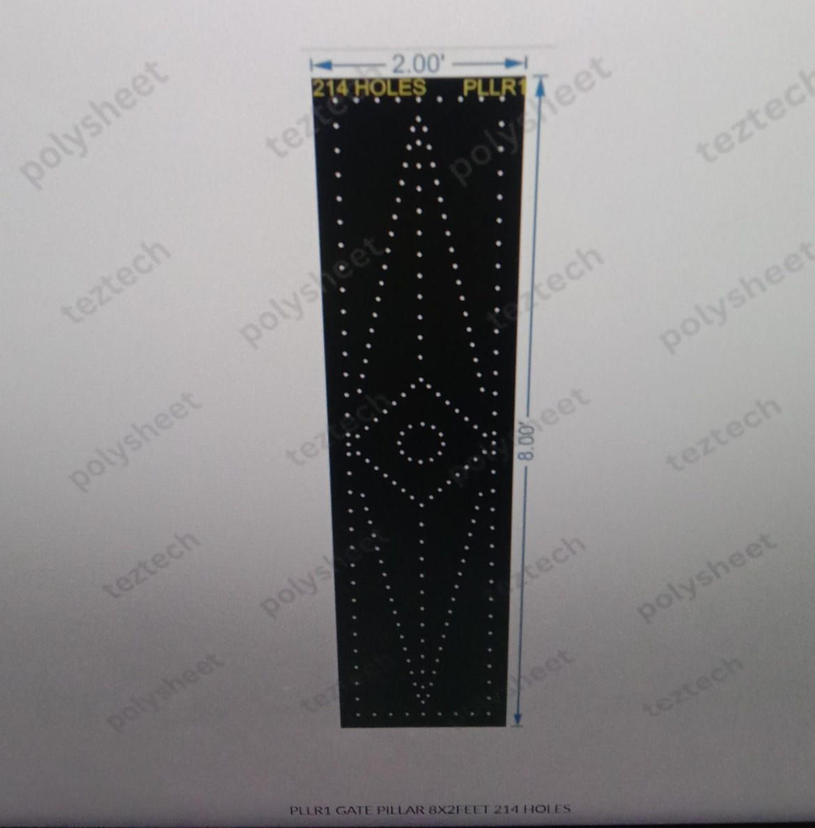 PLLR1 GATE PILLAR 8X2FEET 214 HOLES
