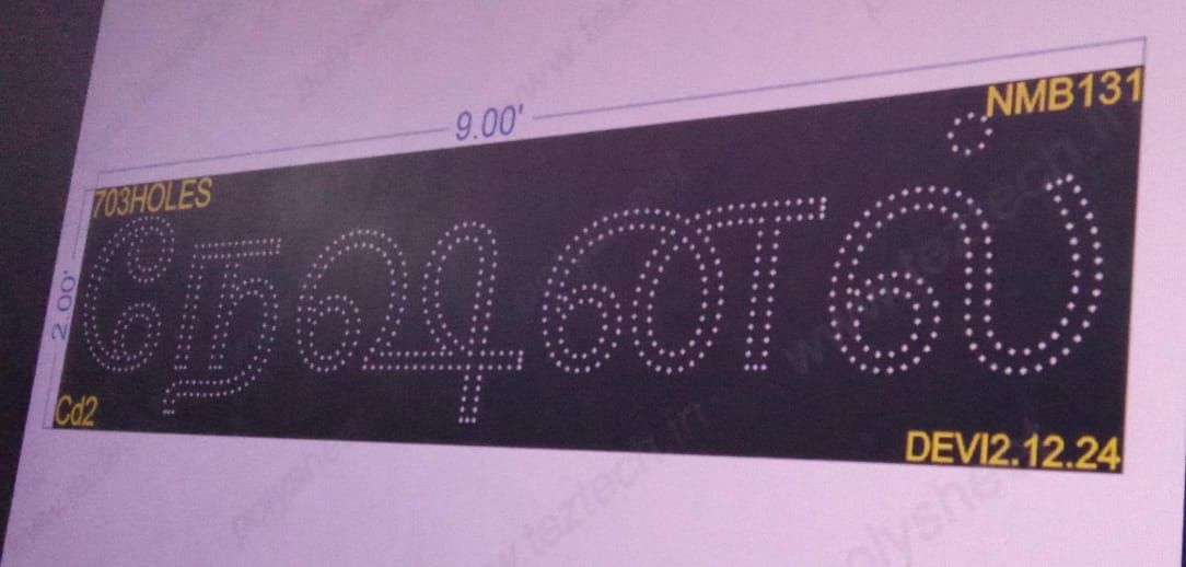NMB131 NAME BOARD 1 PART 2X9 FEET 703 HOLES