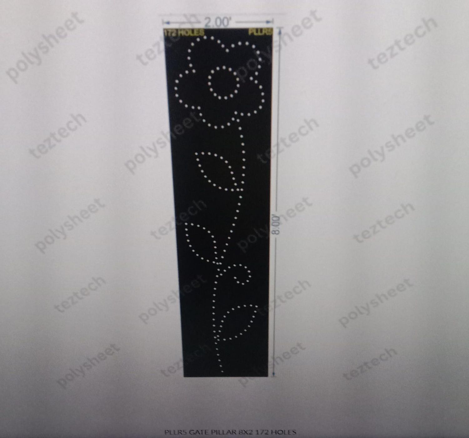 PLLR5 GATE PILLAR 8X2 172 HOLES