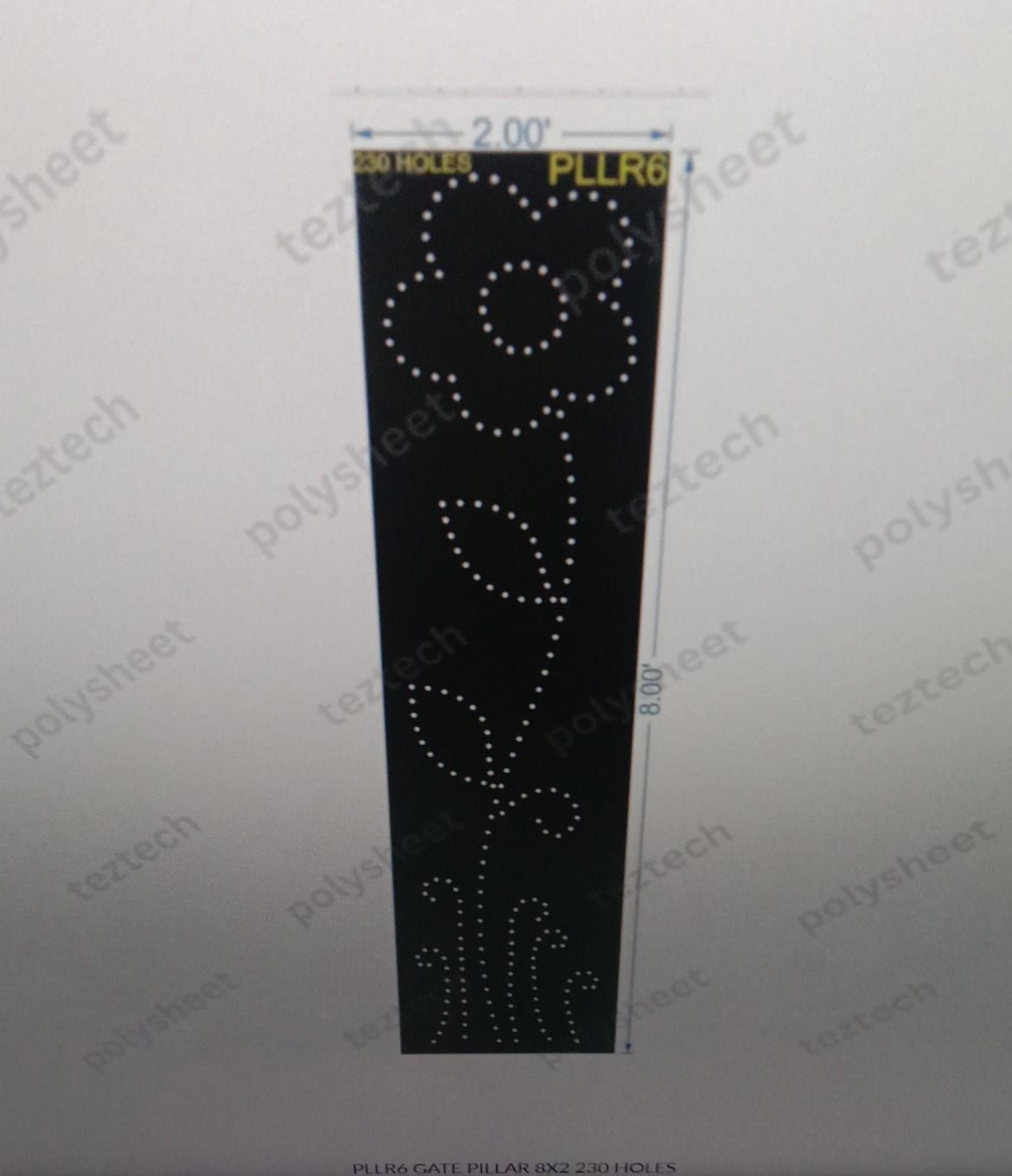 PLLR6 GATE PILLAR  8X2 230 HOLES