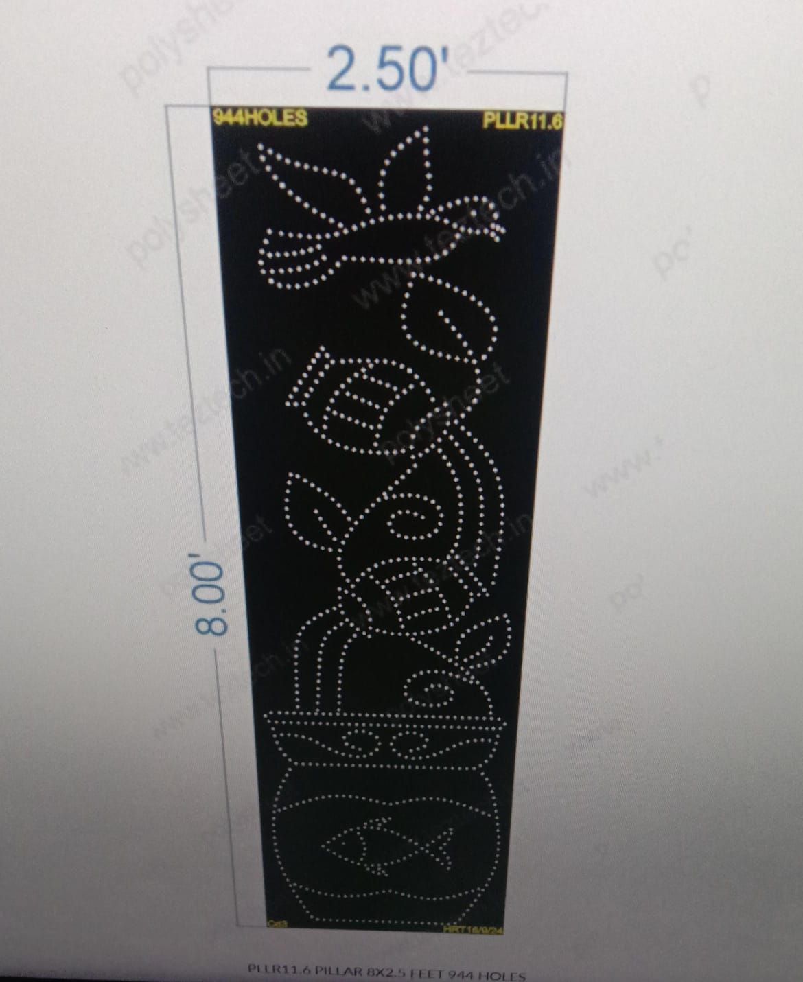 PLLR11.6  PILLAR 8X2.5 FEET 944 HOLES