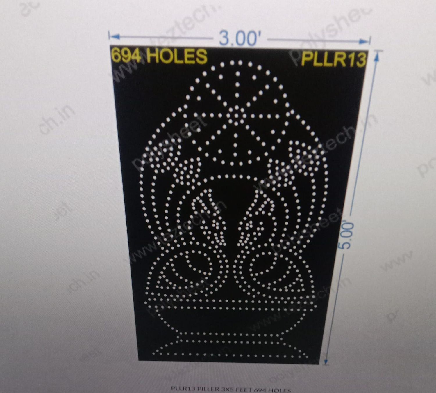 PLLR13 PILLER 3X5 FEET 694 HOLES
