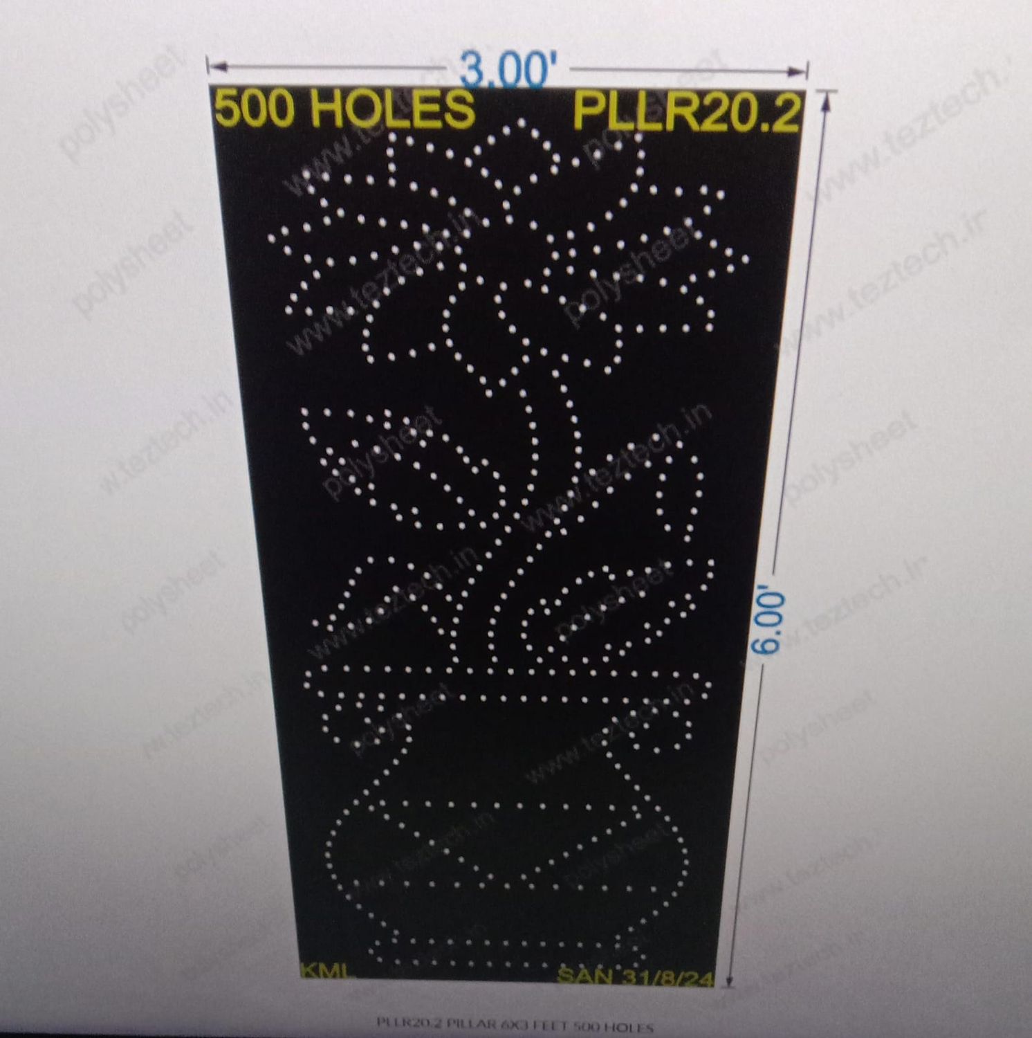 PLLR20.2 PILLAR 6X3 FEET 500 HOLES