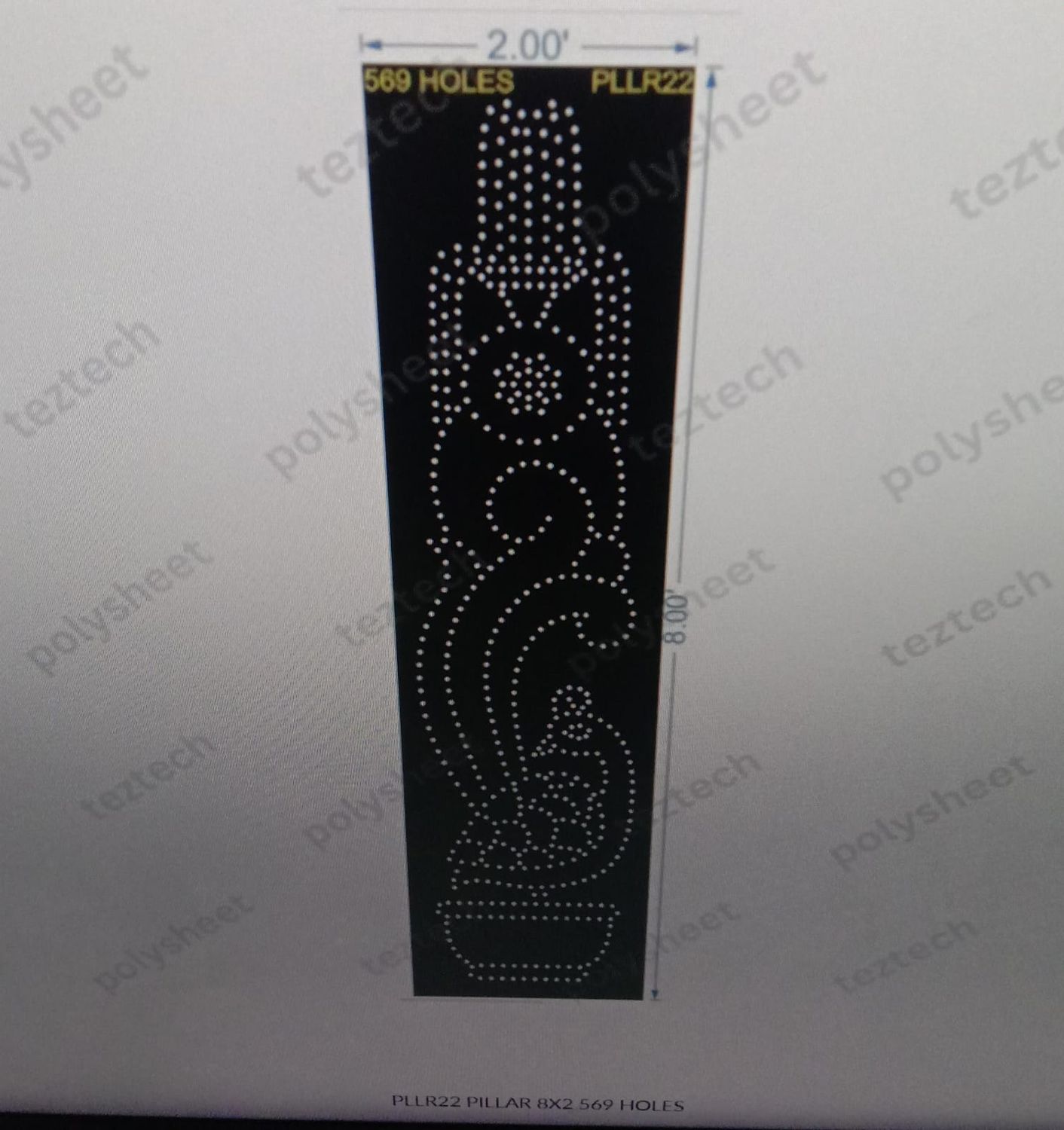 PLLR22 PILLAR 8X2 569 HOLES
