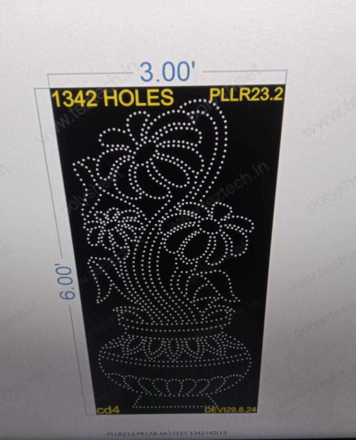 PLLR23.2 PILLAR 6X3 FEET 1342 HOLES