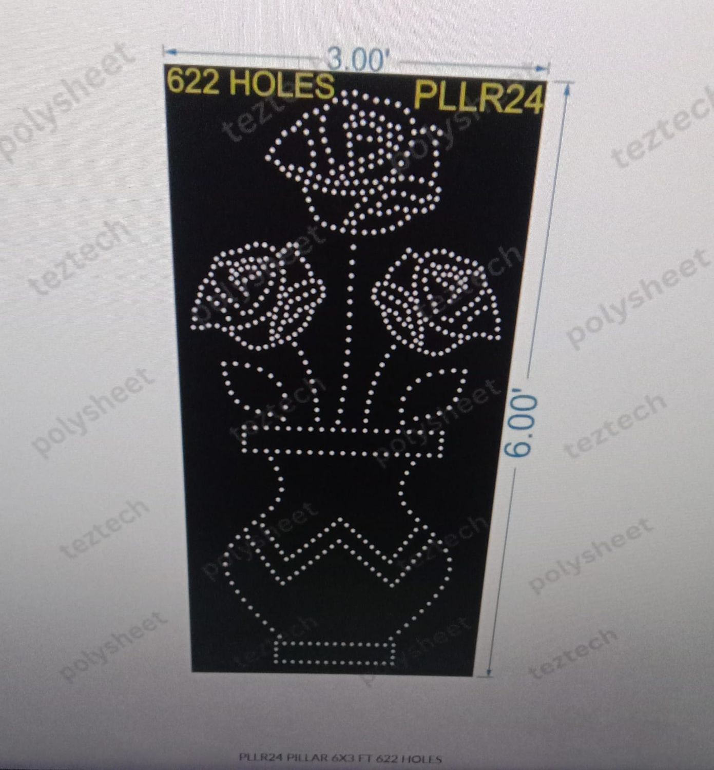 PLLR24 PILLAR 6X3 FT 622 HOLES