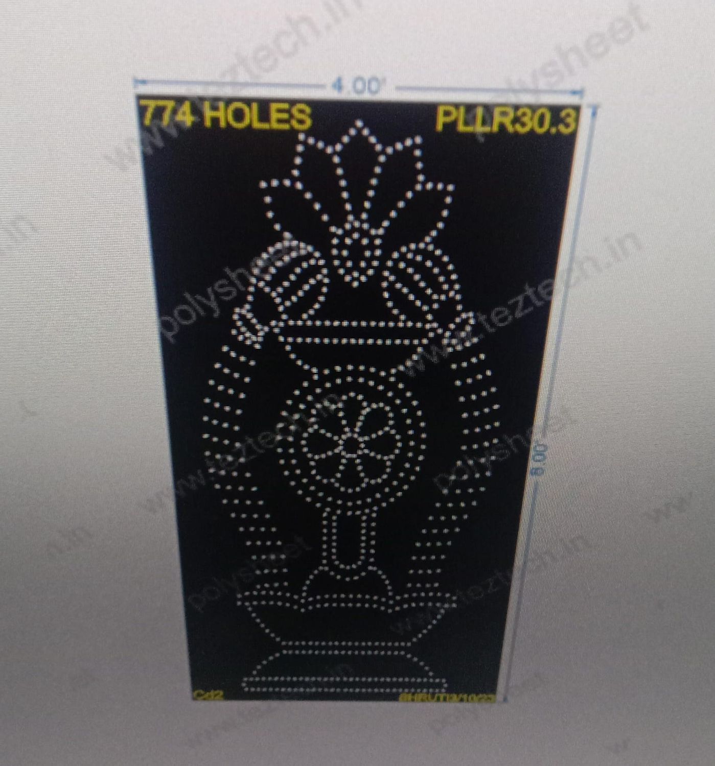 PLLR30.3 PILLAR 8X4FT 774 HOLES