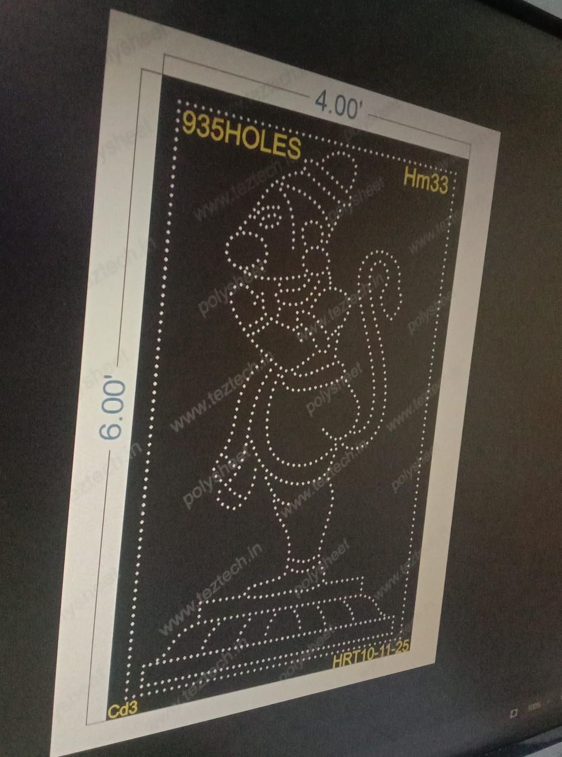 HM33 HANUMANJI 1 PART 6X4 FEET 935 HOLES