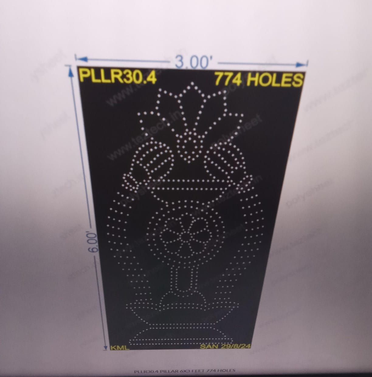 PLLR30.4 PILLAR 6X3 FEET 774 HOLES