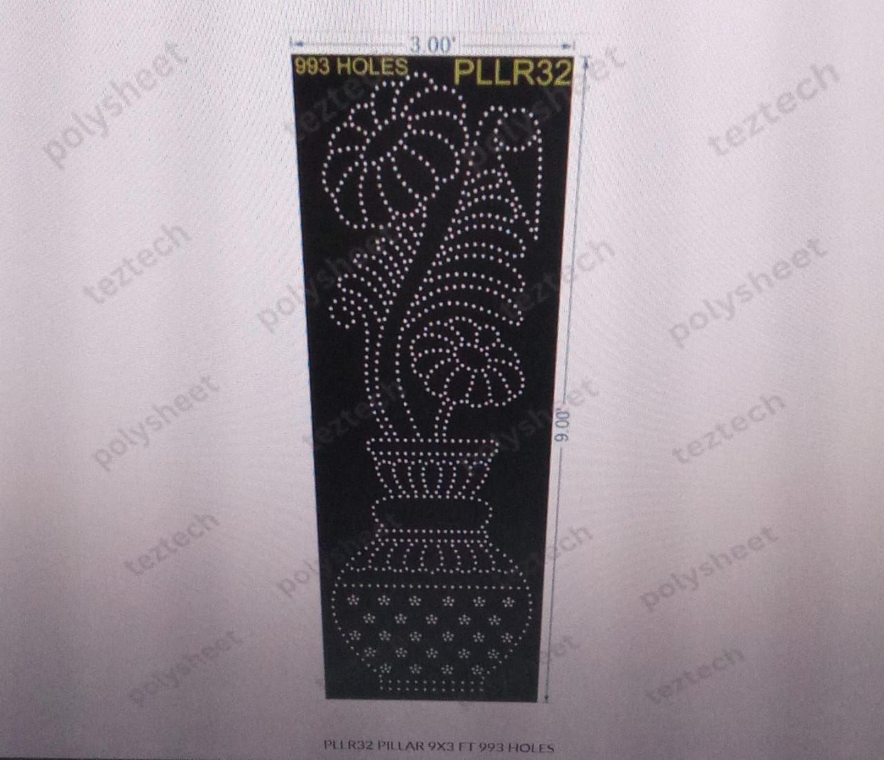 PLLR32 PILLAR 9X3 FT 993 HOLES