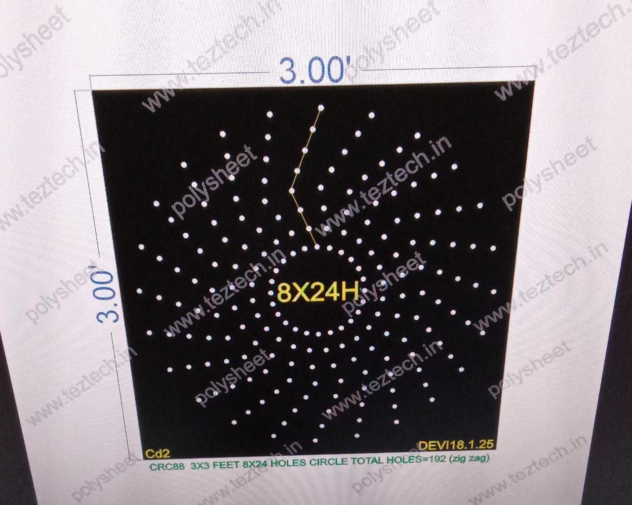 CRC88	3X3 FEET 8X24 HOLES CIRCLE TOTAL HOLES=192 (zig zag)