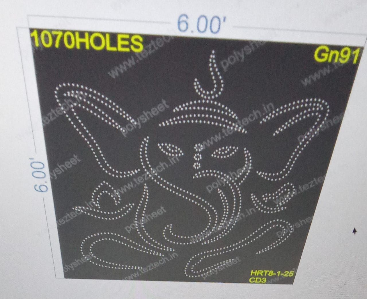 GN91 GANESHJI  6X6  FEET 1070 HOLES ( 2 PARTS)