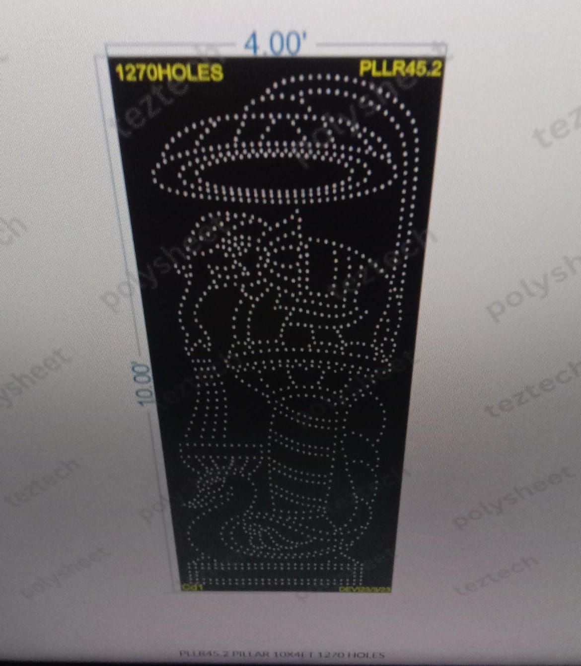 PLLR45.2 PILLAR 10X4FT 1270 HOLES