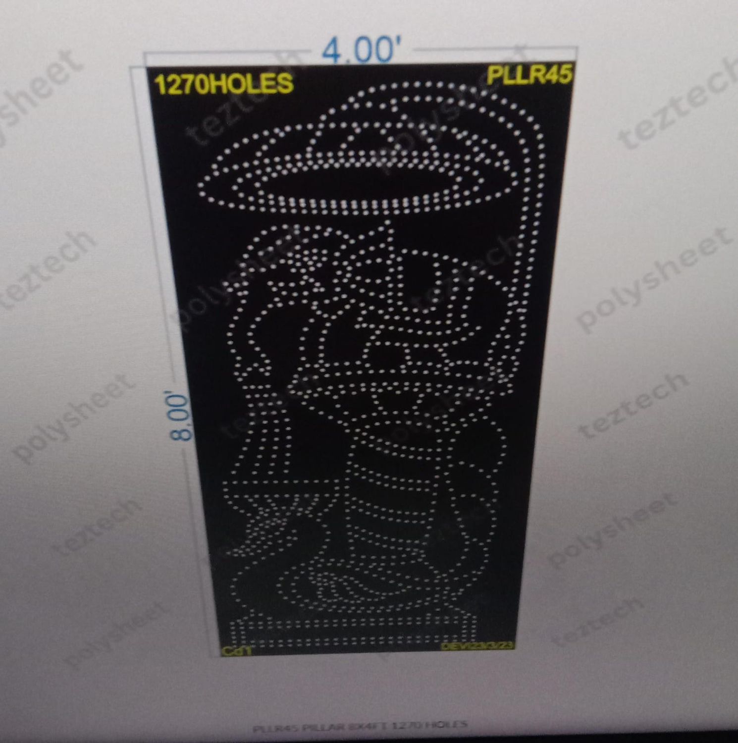 PLLR45 PILLAR 8X4FT 1270 HOLES