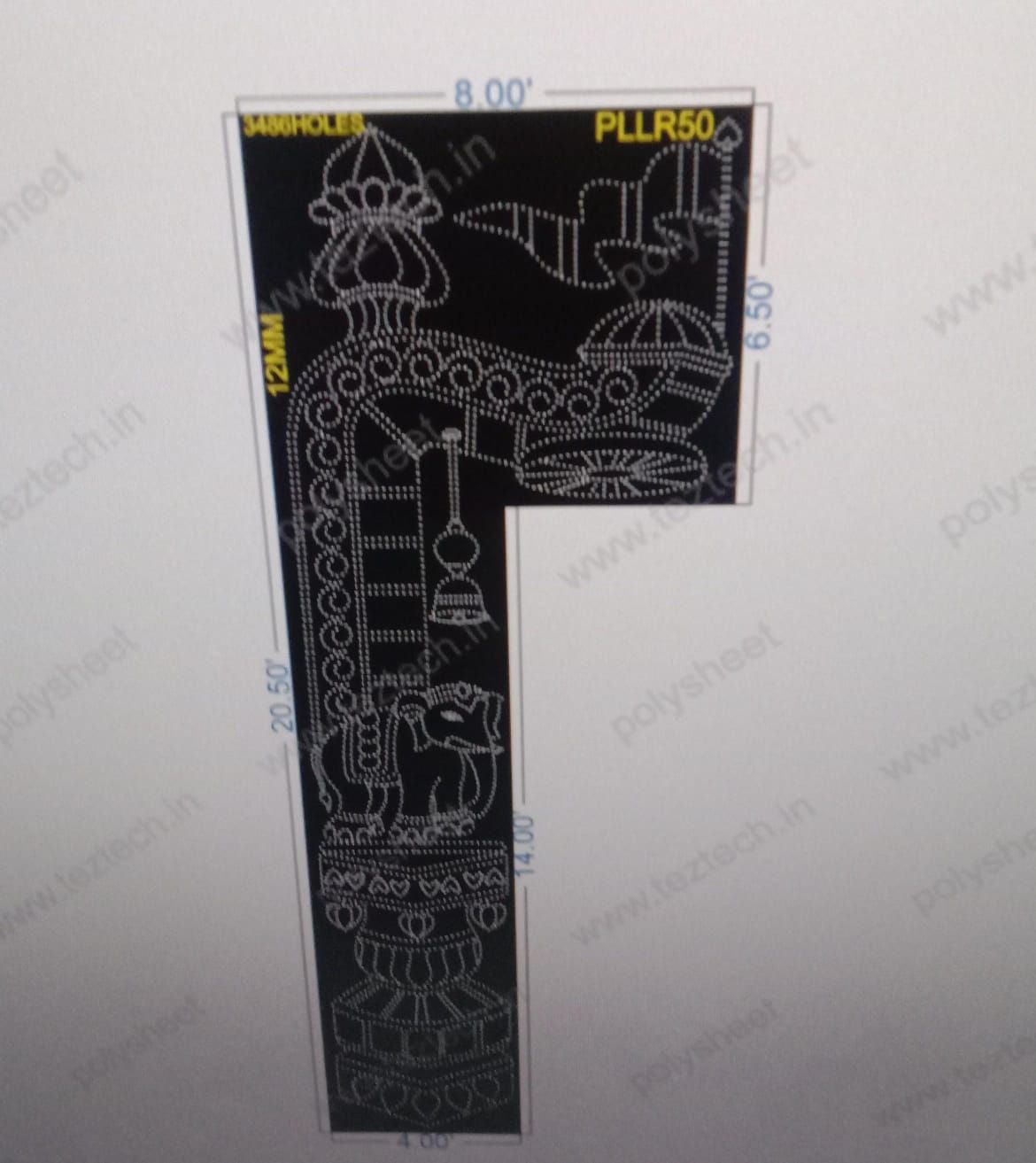 PLLR50 PILLAR 8X20.5FEET 3486HOLES