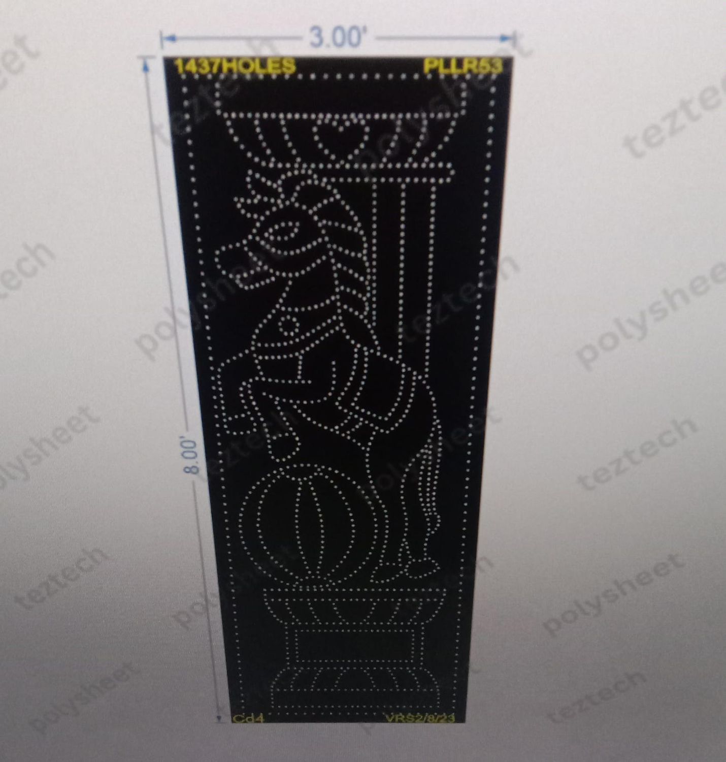 PLLR53 PILLAR 8X3 FEET 1437 HOLES