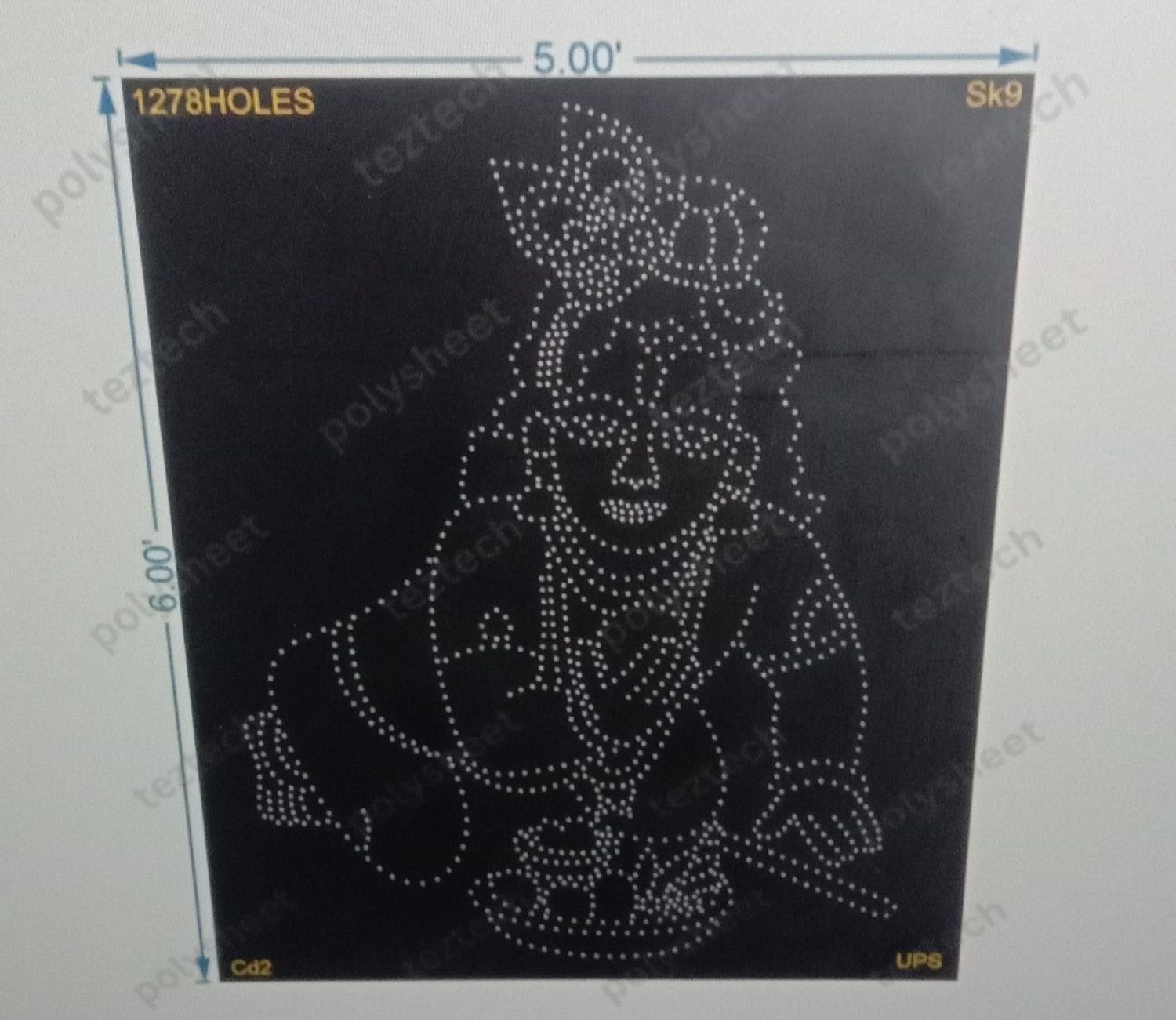 SK9  KRISHNA BHAGVAN 6X5 FEET  1278 HOLES 2 PARTS