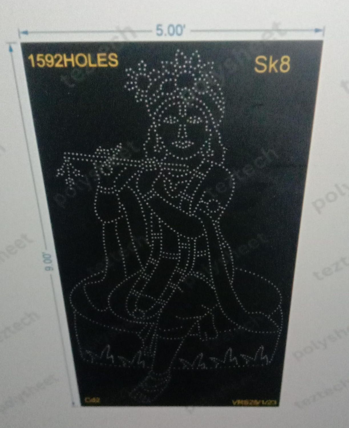 SK8  KRISHNA BHAGVAN 9X5 FEET  1592 HOLES 3 PARTS