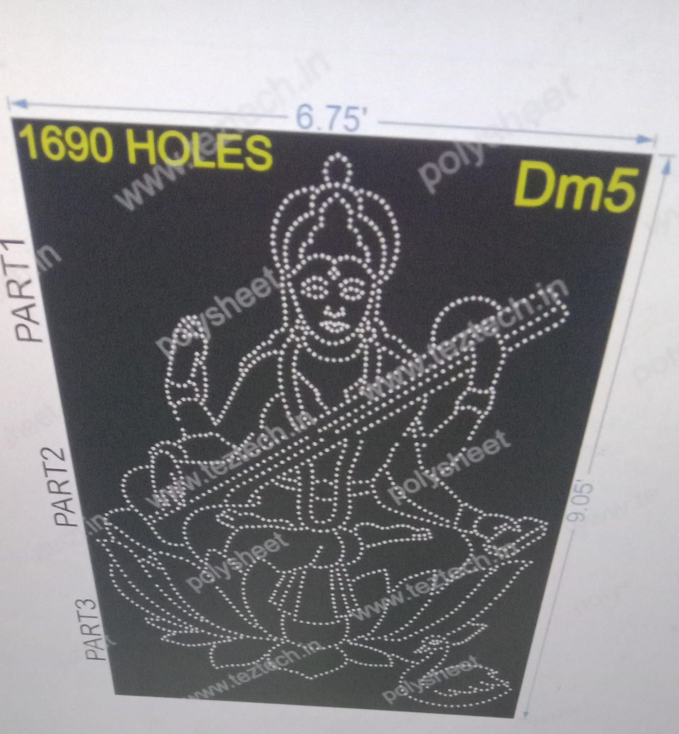 DM5  SARSWATI DEVI MATA  3 PARTS 9.05X6.75 FEET 1690 HOLES