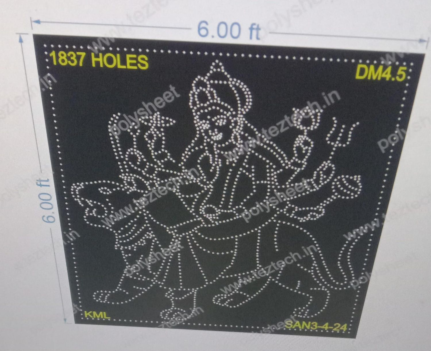 DM4.5 DEVI MATA 2 PARTS 6X6 FEET 1837 HOLES