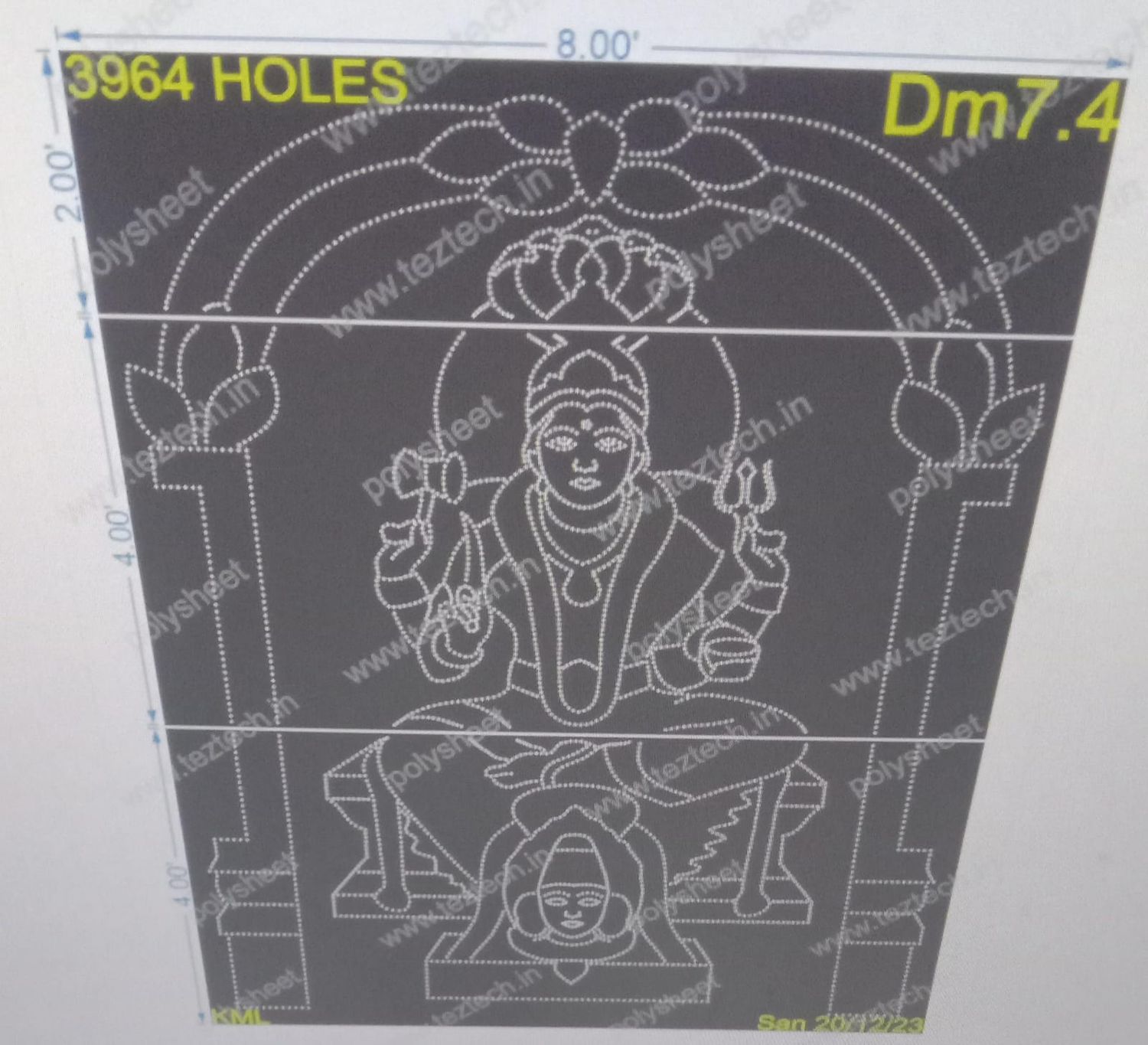DM7.4 DEVI MATA 3 PARTS 10X8 FEET 3964 HOLES