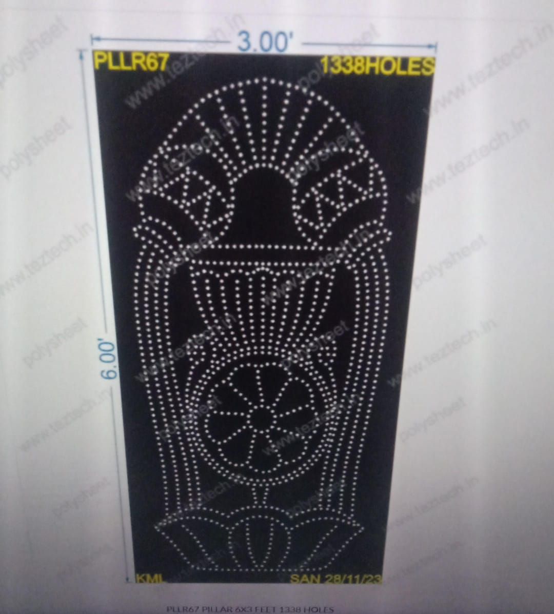 PLLR67 PILLAR 6X3 FEET 1338 HOLES