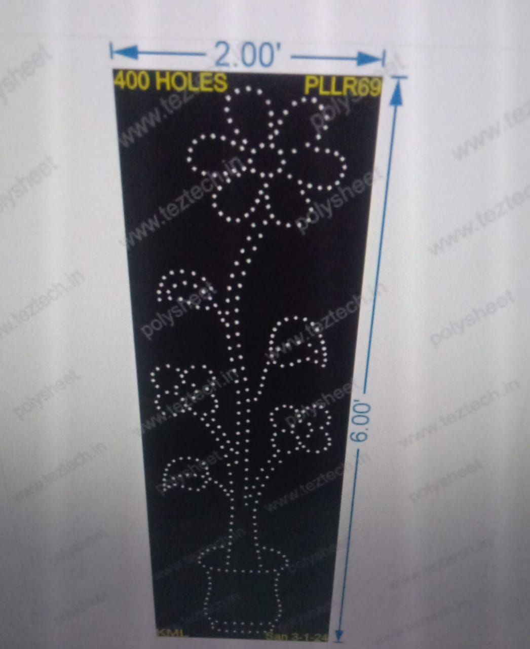 PLLR69 FLOWER PILLAR 6X2FEET 400HOLES