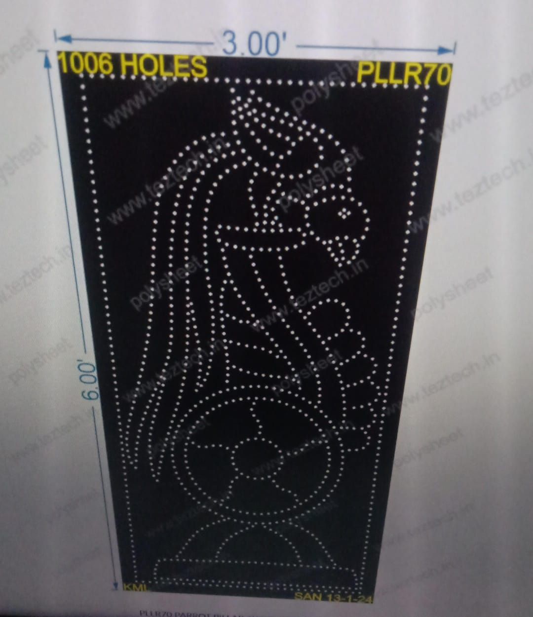 PLLR70 PARROT PILLAR 6X3FEET 1006HOLES