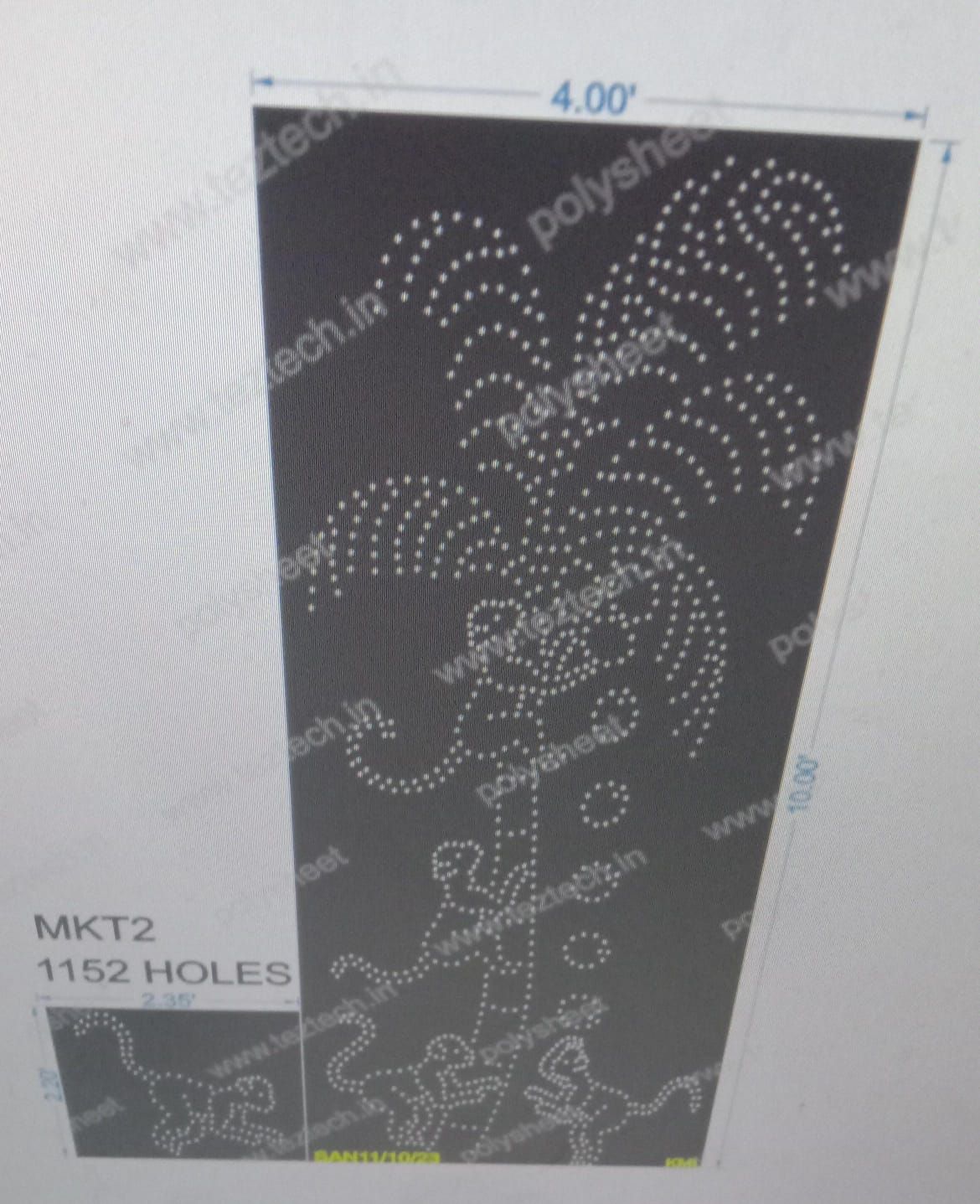 MKT2 MONKEY WITH TREE 1 PART 10X4 FEET,  1 PART 2.30X2.35 FEET TOTAL HOLES 1152